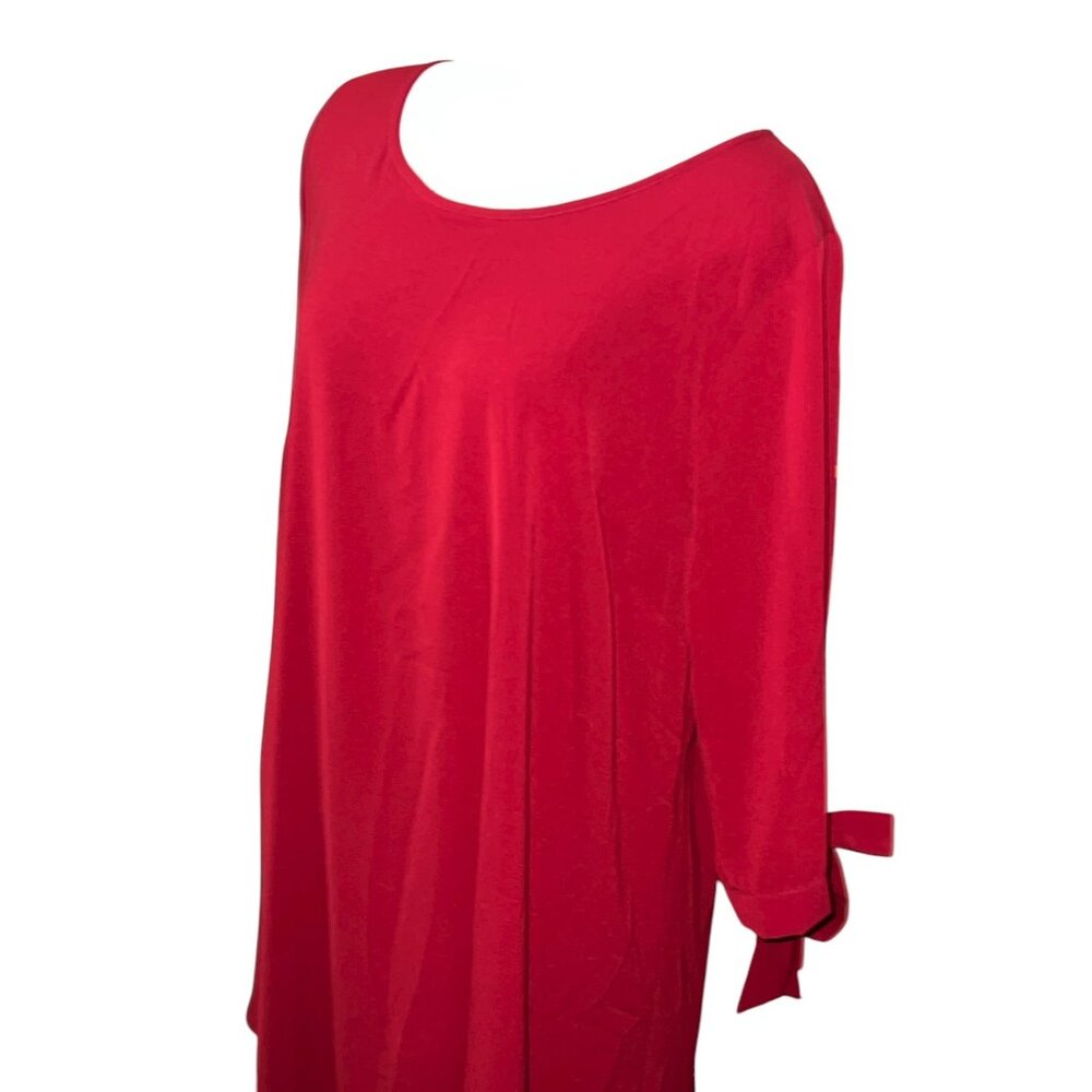 ChicSoul Tie Sleeve Midi Casual Work Dress Sz 3XL Red Womens - Picture 7 of 16